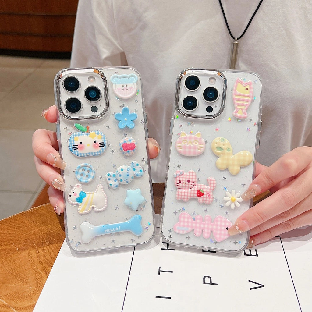 Glitter Decor 3D Cute Toy iPhone Case